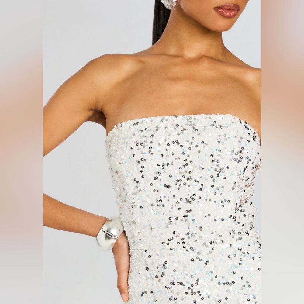 NWT Retrofête Heather Sequin Mini Dress in Silver/White ($598) Size M - Picture 10 of 13